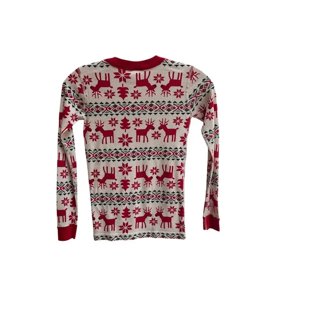 Hanna Andersson Kids Fair Isle Reindeer Pajama Set Size 10 Red White Cotton